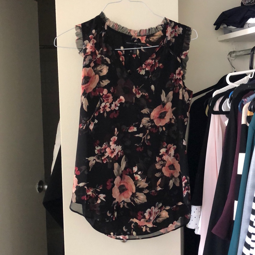 Floral black blouse/tank top